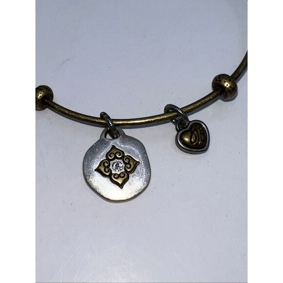 Brighton Art Soul Journey Silver And Gold Tone Crystal Bangle Charms Bracelet - Picture 4 of 6